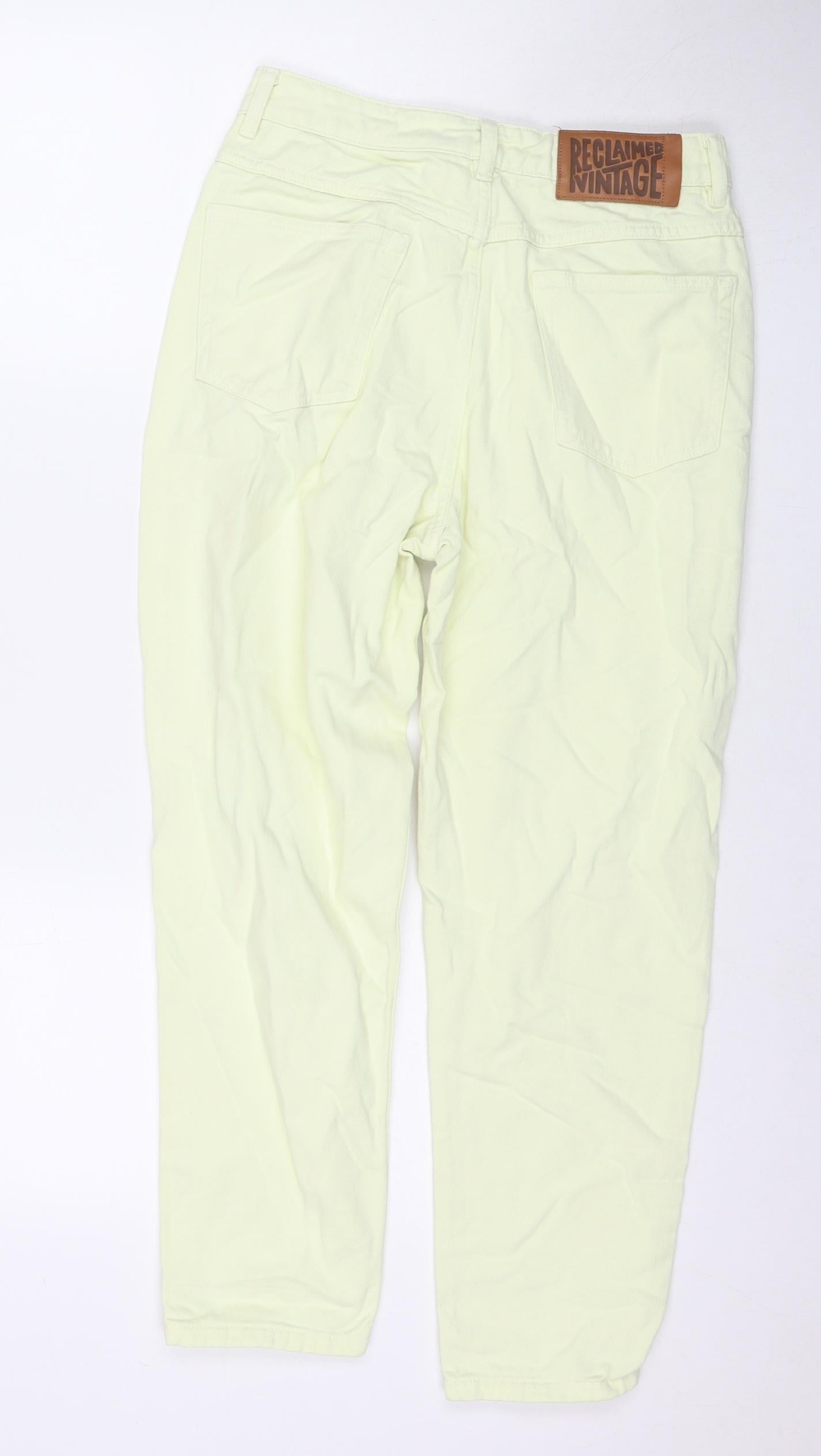 Reclaimed Vintage Womens Yellow Cotton Straight Jeans Size 28 L24 in Regular Zip