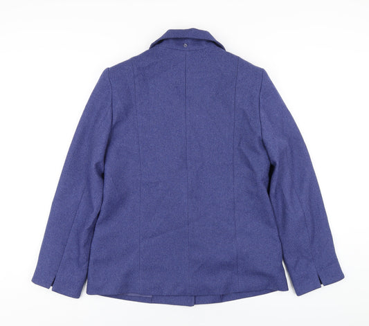 EWM Womens Blue Pea Coat Coat Size 12 Button
