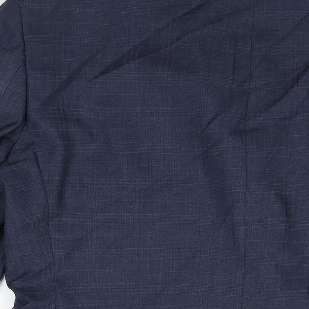 Marks and Spencer Mens Blue Geometric Wool Jacket Suit Jacket Size 40 Regular