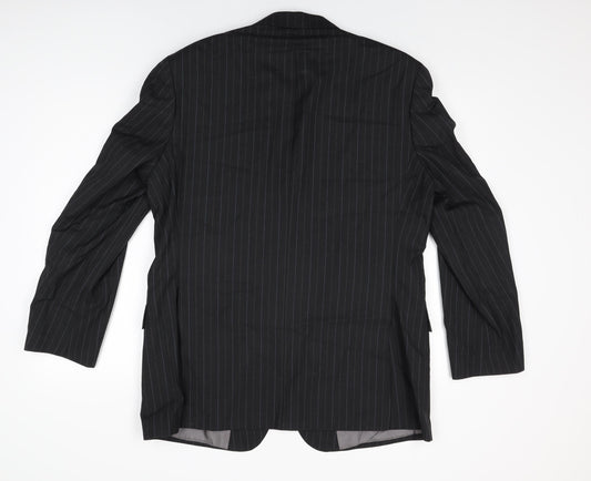 Marks and Spencer Mens Black Striped Wool Jacket Suit Jacket Size 42 Regular