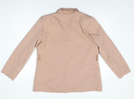 Boohoo Womens Pink Biker Blazer Size 16 Button