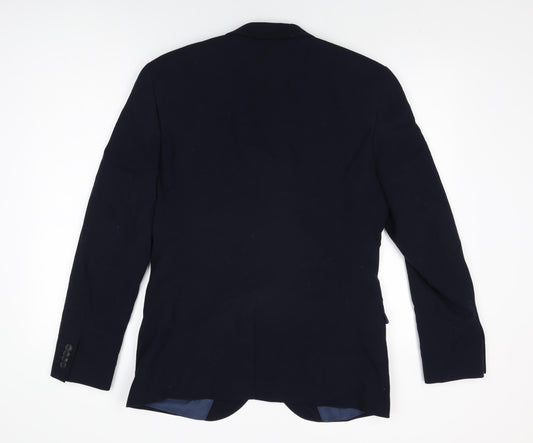 Topman Mens Blue Polyester Jacket Suit Jacket Size 40 Regular