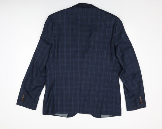 NEXT Mens Blue Plaid Wool Jacket Suit Jacket Size 44 Regular