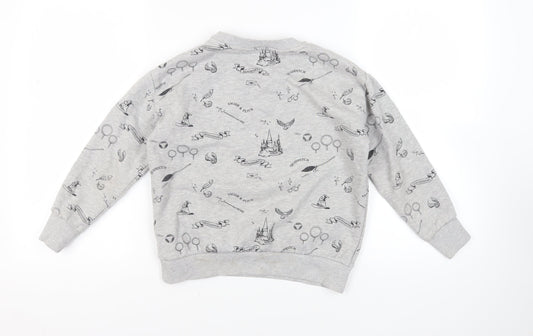 Marks and Spencer Girls Grey Geometric Cotton Pullover Sweatshirt Size 9-10 Years Pullover - Harry Potter Quidditch