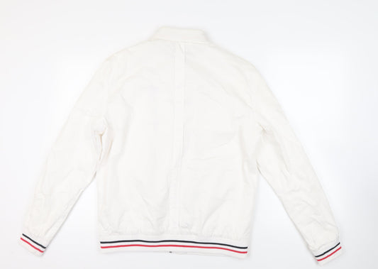 H&M Mens White Jacket Size 44 Zip - Contrasting Trim