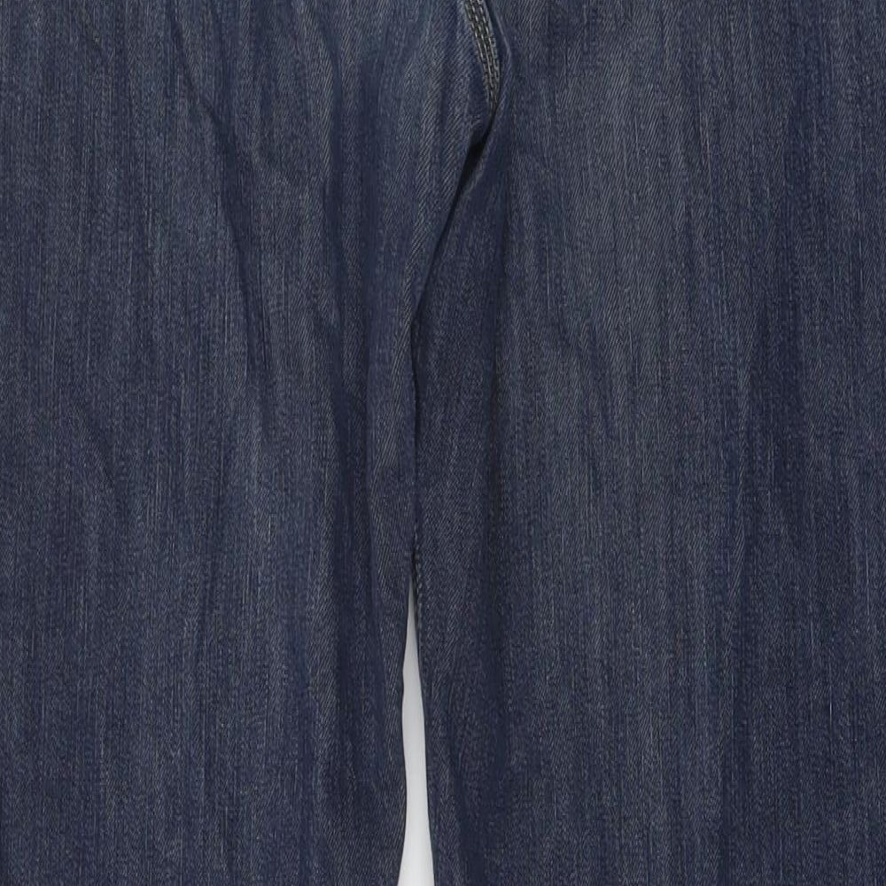 Boss Mens Blue Cotton Straight Jeans Size 32 in L32 in Regular Button