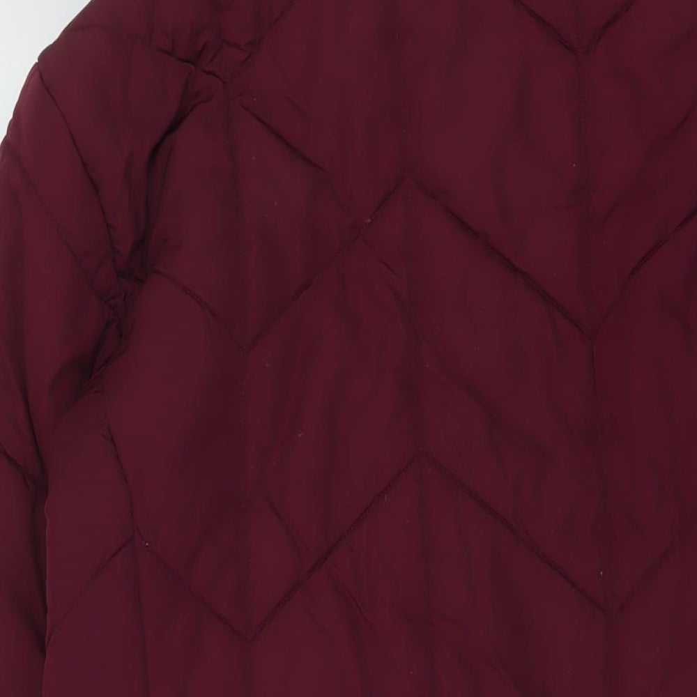 Marks and Spencer Womens Purple Quilted Coat Size 10 Zip