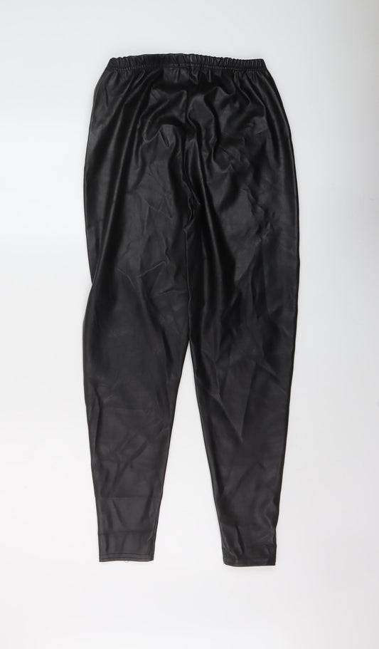 PRETTYLITTLETHING Womens Black Polyester Jegging Trousers Size 12 L26 in Regular