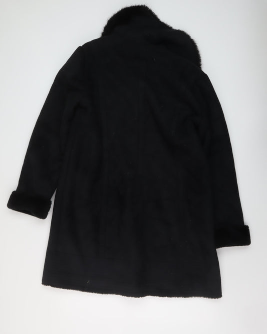 Jaegere Womens Black Overcoat Coat Size 16 Snap