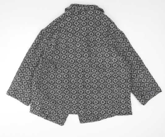 Bonmarché Womens Grey Geometric Overcoat Coat Size 22 Snap