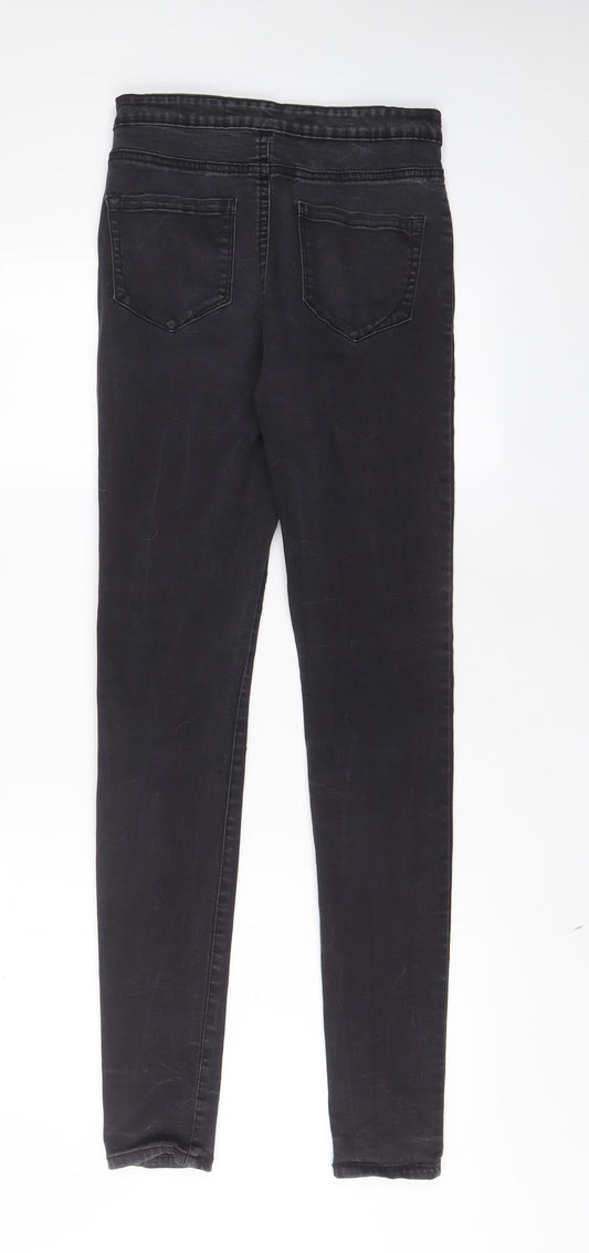 Denim & Co. Womens Grey Cotton Skinny Jeans Size 10 L31 in Regular Zip