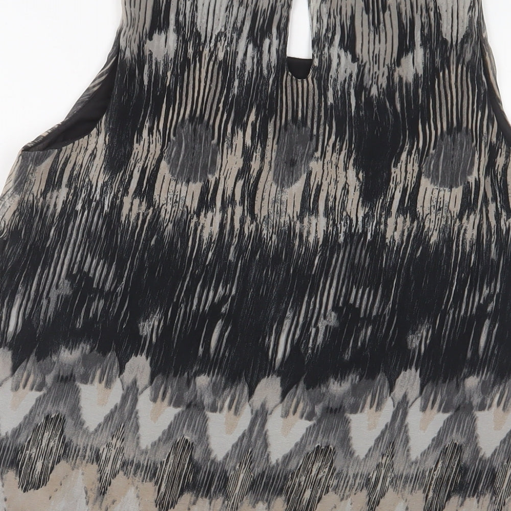 VERO MODA Womens Multicoloured Geometric Polyester Basic Tank Size S Scoop Neck
