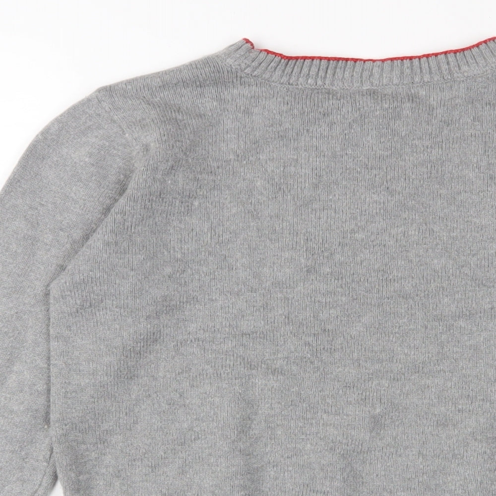 Gap Girls Grey Crew Neck Cotton Pullover Jumper Size 13 Years Pullover - Happy