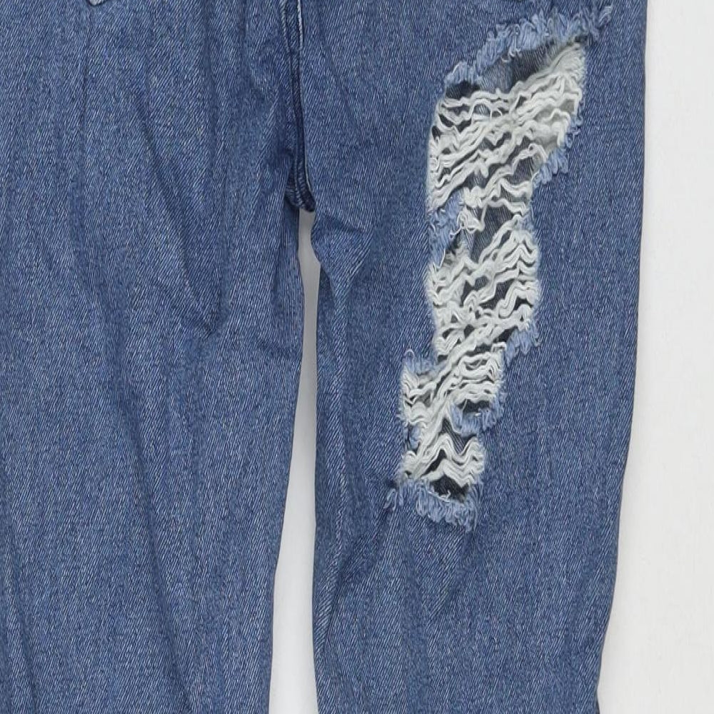 PRETTYLITTLETHING Womens Blue Cotton Mom Jeans Size 8 L29 in Regular Zip