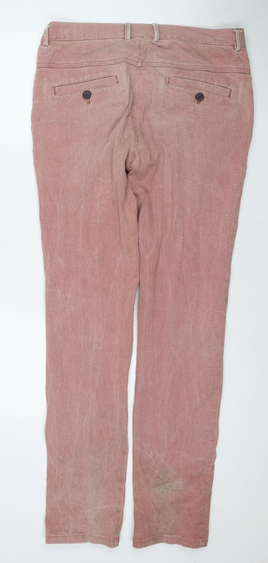 Villain Mens Pink Cotton Straight Jeans Size 36 in L33 in Regular Zip