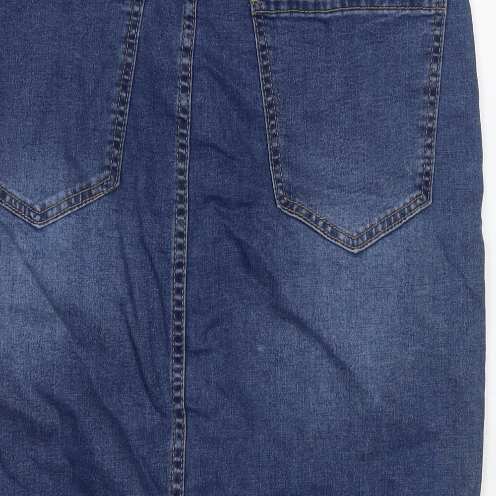 My Bestiny Womens Blue Cotton Straight & Pencil Skirt Size XL Button