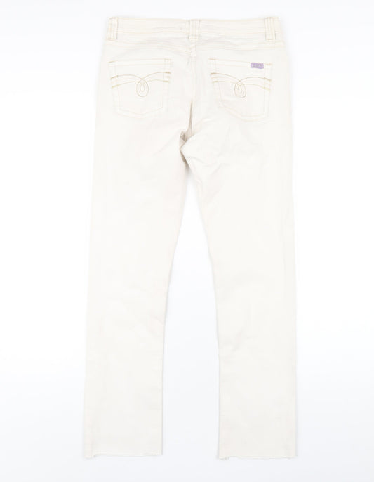 Drainpipe Womens Ivory Cotton Straight Jeans Size 10 L29 in Regular Zip