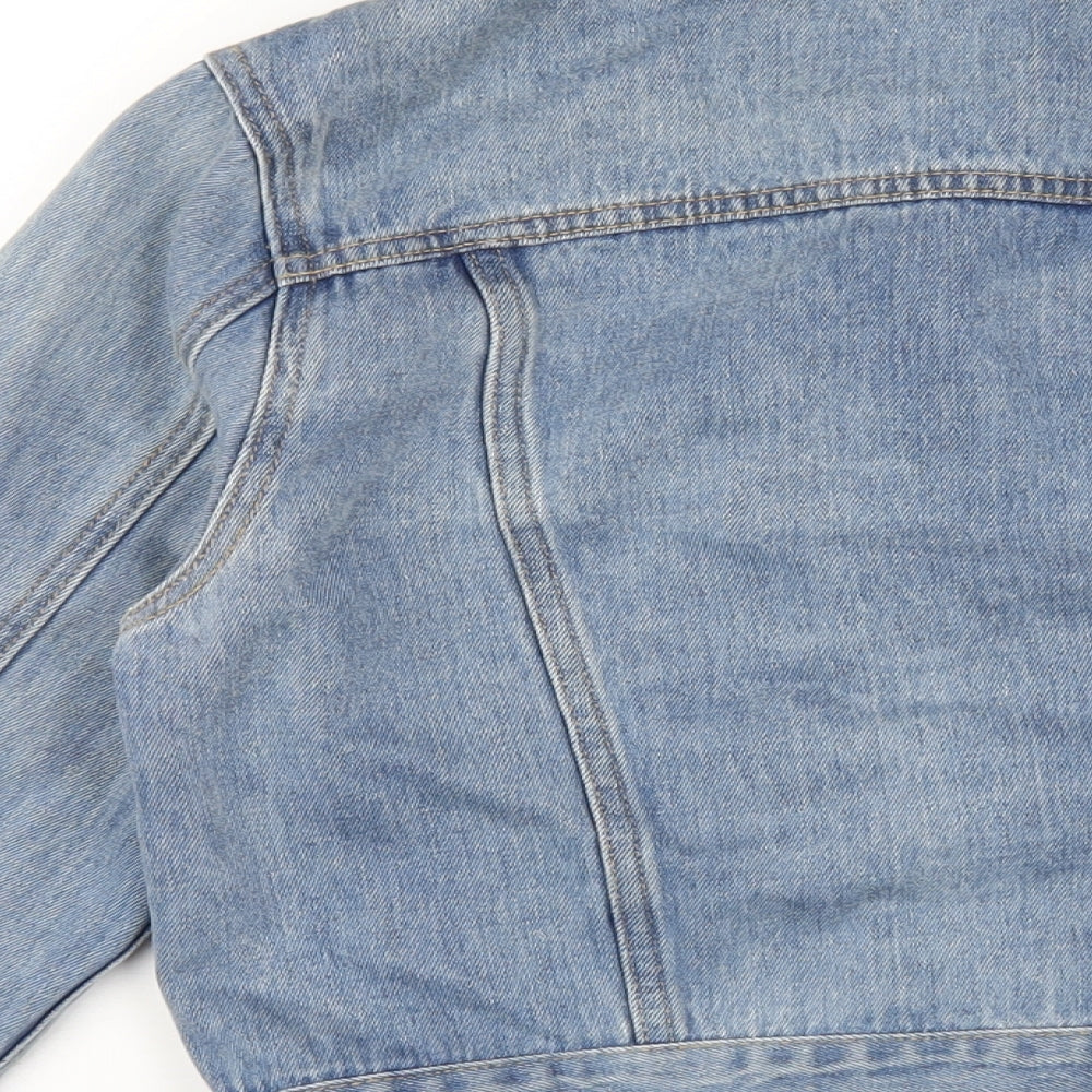 Brand and care label for ASOS women’s blue jacket, size UK 10, button