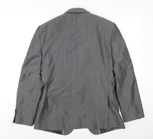 Slaters Mens Grey Polyester Jacket Blazer Size 38 Regular