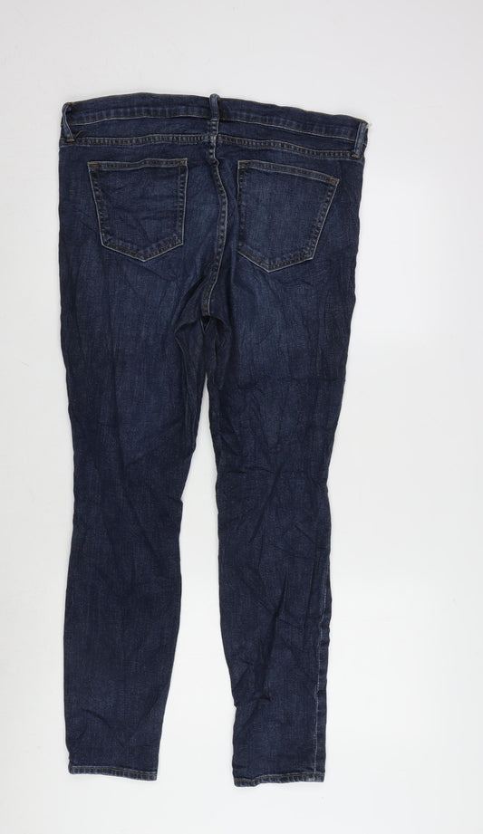 Gap 1969 Womens Blue Cotton Blend Straight Jeans Size 34 in L28.5 in Regular Zip