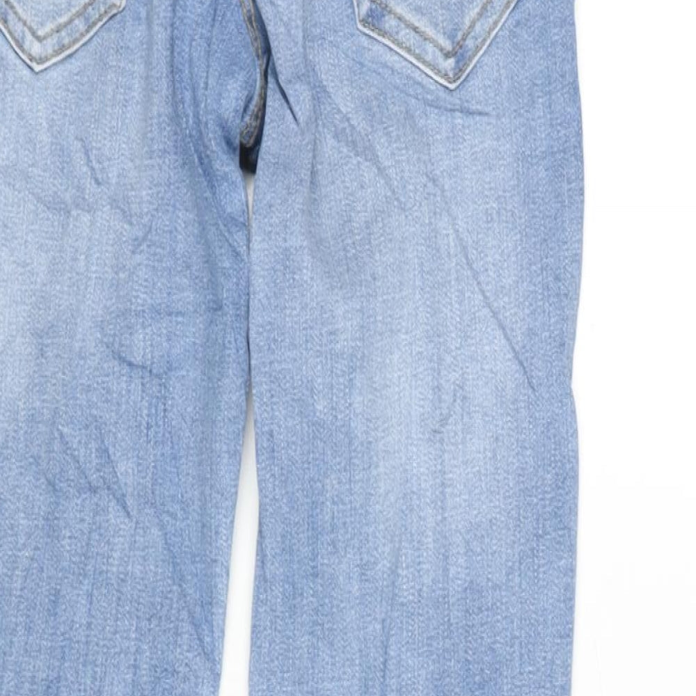 Denim & Co. Womens Blue Cotton Blend Tapered Jeans Size 28 in L27.5 in Regular Button