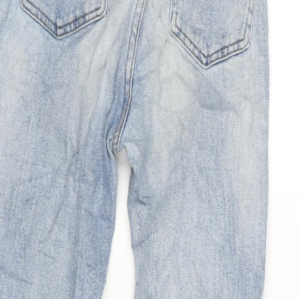 Brand and care label for Denim & Co. women’s blue cotton blend straight jeans, size UK 6, 25-inch leg regular zip