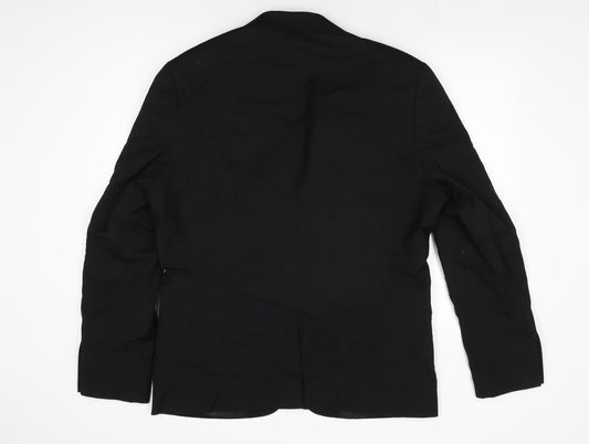 H&M Mens Black Polyester Jacket Suit Jacket Size 46 Regular