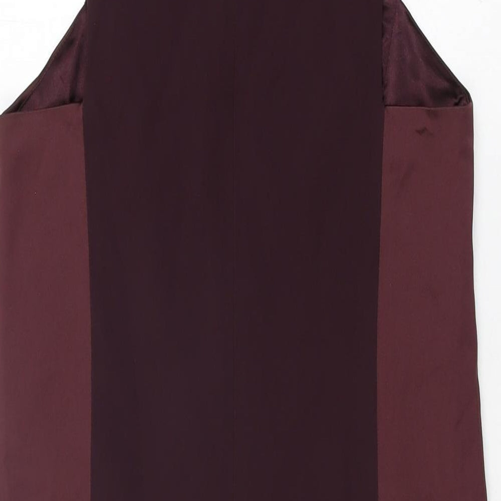 Brand and care label for French Connection women’s red acetate shift, size UK 8, round neck zip