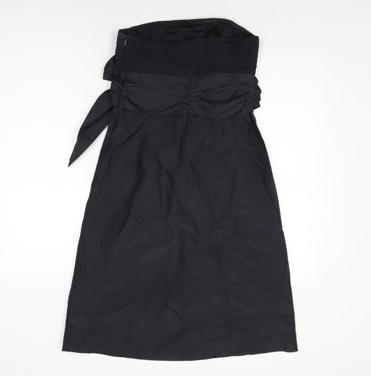 Fenn Wright Manson Womens Black Silk Shift Size 10 Off the Shoulder Zip