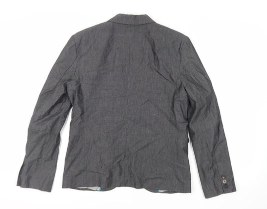 River Island Mens Grey Striped Jacket Blazer Size M Button