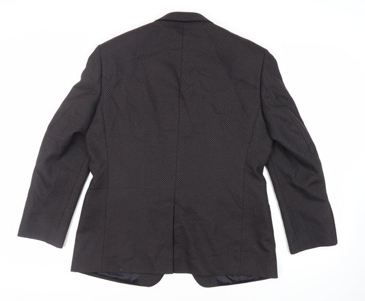 Marks and Spencer Mens Black Geometric Wool Jacket Suit Jacket Size 42 Regular