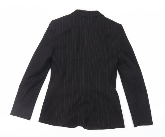 NEXT Womens Black Striped Jacket Blazer Size 8 Button