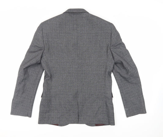 NEXT Mens Grey Plaid Polyester Jacket Suit Jacket Size 38 Regular