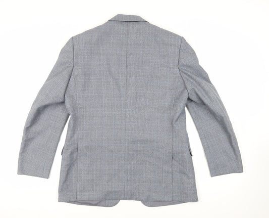 Marks and Spencer Mens Grey Plaid Polyester Jacket Suit Jacket Size 42 Regular