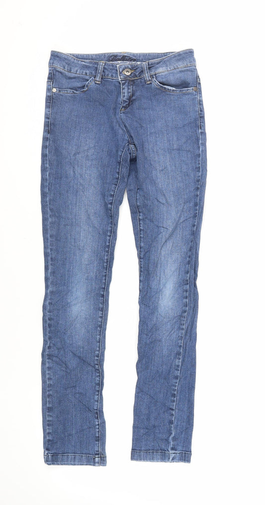Additional front view of Crew Clothing Blue Cotton Skinny Jeans, size 27, in, 30-inch leg Regular Zip