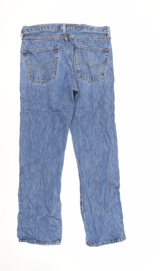Levi's Mens Blue Cotton Straight Jeans Size 32 in L30 in Regular Button - Vintage