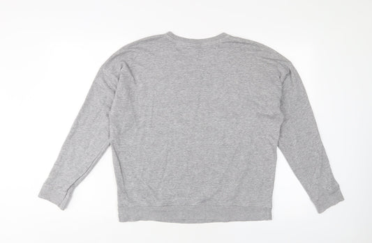 New Look Womens Grey Floral Cotton Pullover Sweatshirt Size 10 Pullover