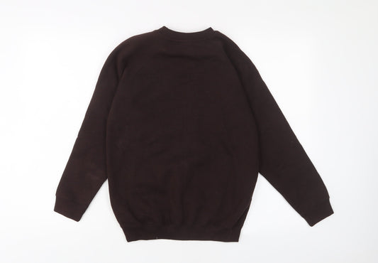Sportex Boys Brown Cotton Pullover Sweatshirt Size 11-12 Years Pullover - Embroidered