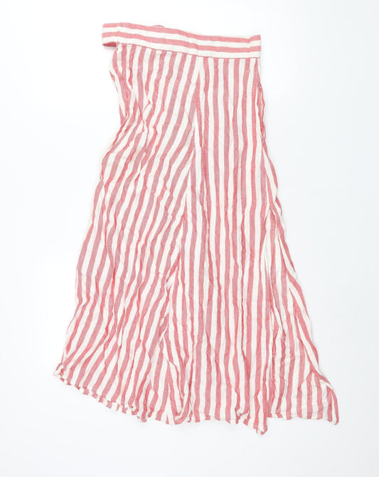 Mango Womens Red Striped Viscose A-Line Skirt Size M Zip - Buckle