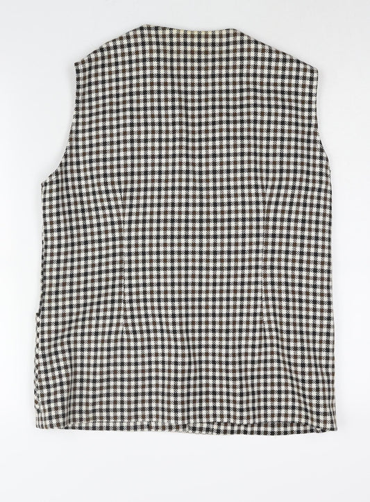 Swirla Womens Brown Check Jacket Waistcoat Size 18 Button - Houndstooth Vintage