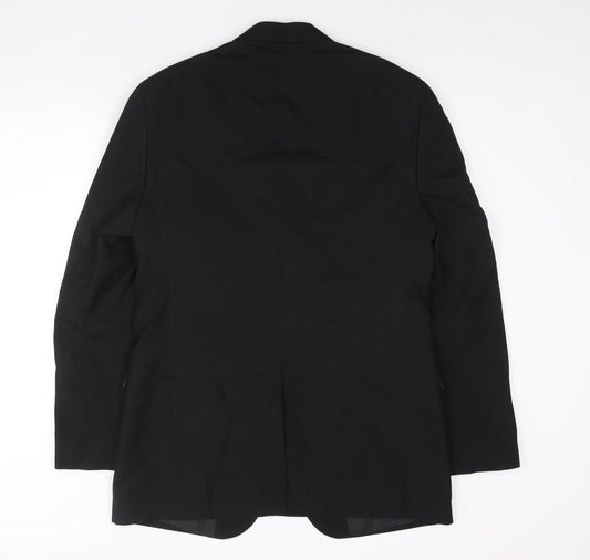 Marks and Spencer Mens Black Polyester Tuxedo Suit Jacket Size 40 Regular - Satin Lapel