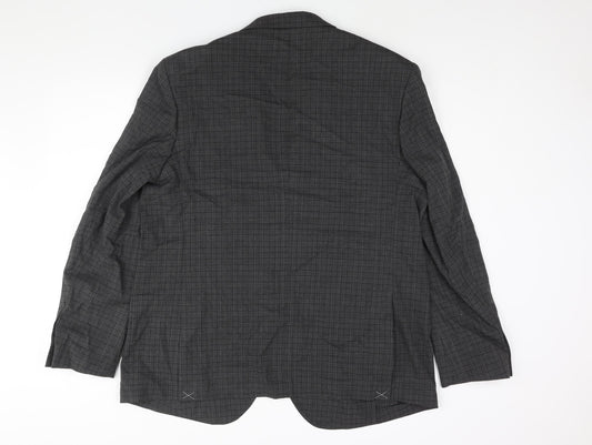Marks and Spencer Mens Grey Check Polyester Jacket Suit Jacket Size 46 Regular - Unlined