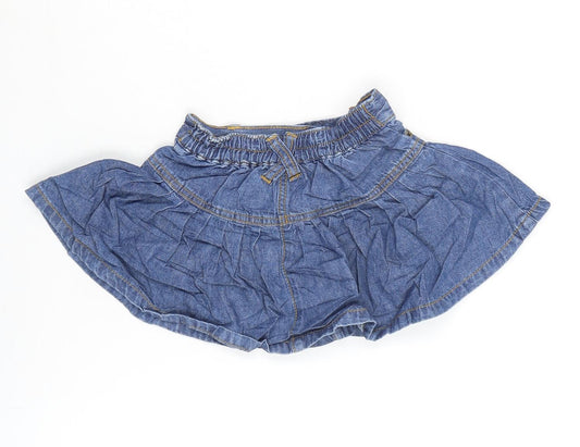 George Girls Blue Cotton Flare Skirt Size 18-24 Months Snap