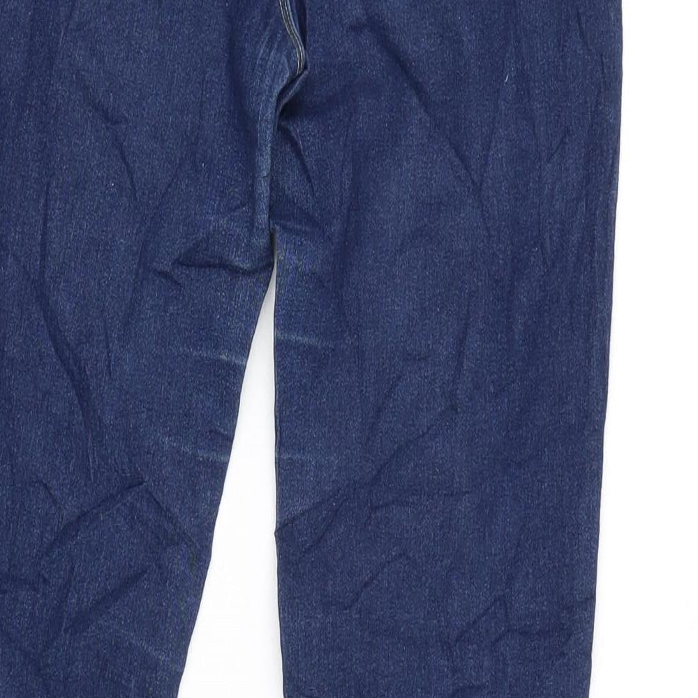 Brand and care label for Denim & Co. girls’ blue ikat cotton jegging jeans, size 12-13, years, 27.5-inch leg regular