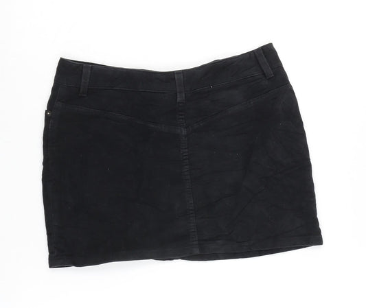 Pringle Womens Black Cotton Mini Skirt Size 10 Zip
