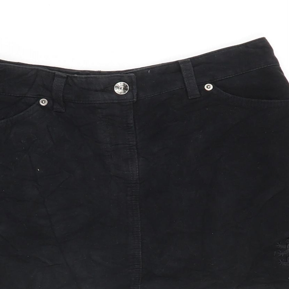 Pringle Womens Black Cotton Mini Skirt Size 10 Zip