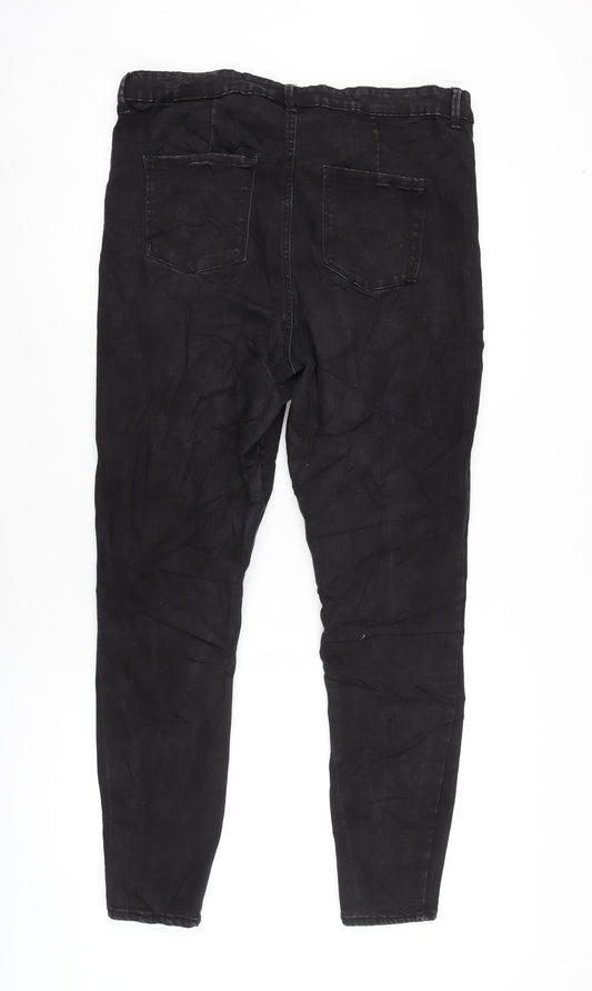 Denim & Co. Womens Grey Cotton Blend Tapered Jeans Size 20 L27 in Regular Zip