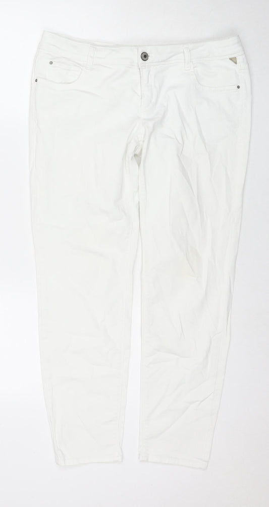 Betty&Co Womens White Cotton Straight Jeans Size 14 L28 in Regular Zip