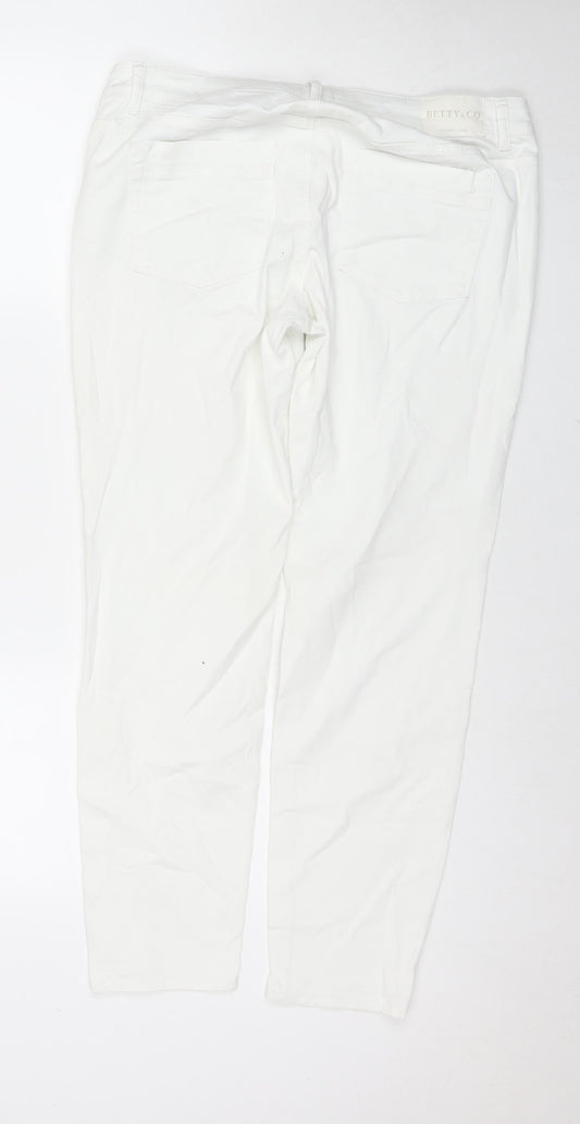 Betty&Co Womens White Cotton Straight Jeans Size 14 L28 in Regular Zip