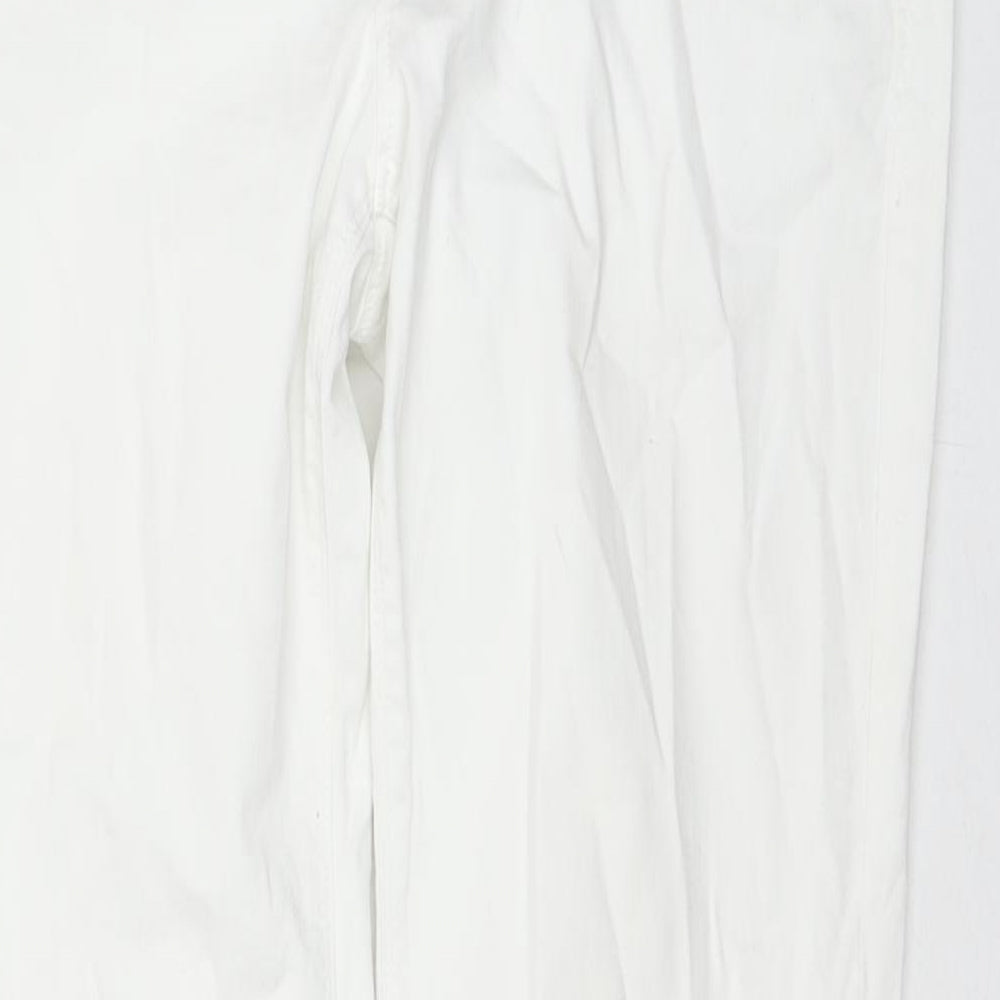 Betty&Co Womens White Cotton Straight Jeans Size 14 L28 in Regular Zip